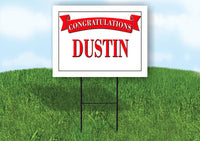 DUANE CONGRATULATIONS RED BANNER 18in x 24in Yard sign with Stand