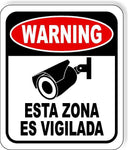 Spanish Warning video surveillance security camera metal outdoor sign long-last