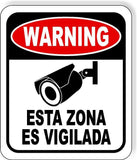 Spanish Warning video surveillance security camera metal outdoor sign long-last