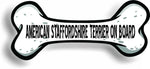 Dog on Board American Staffordshire Terrier Bone Car Magnet Bumper Sticker 3"x7"