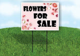 Flowers for Sale Pink Plastic Yard Sign ROAD SIGN with Stand