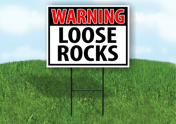 WARNING LOOSE ROCKS RED Plastic Yard Sign ROAD SIGN with Stand