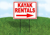 KAYAK RENTALS RIGHT ARROW  RED Yard Sign Road with Stand LAWN SIGN Single sided