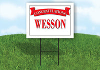 WESSON CONGRATULATIONS RED BANNER 18in x 24in Yard sign with Stand