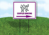 COUPLES DANCING PURPLE ARROW Yard Sign Road with Stand LAWN SIGN Single sided