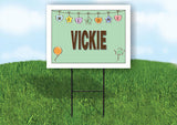 VICKIE WELCOME BABY GREEN  18 in x 24 in Yard Sign Road Sign with Stand