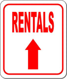 RENTALS DIRECTIONAL RED 8 Arrow Variations Metal Aluminum composite sign