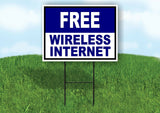 FREE WIRELESS INTERNET BLUE WHITE Yard Sign Road with Stand LAWN SIGN