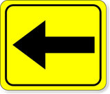 supplemental directional black yellow left arrow Metal Aluminum Composite Sign