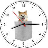 Akita In Your Pocket Cute Puppy Dog kitchen living room Wall Clock