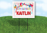 KAITLIN HAPPY BIRTHDAY BALLOONS 18 in x 24 in Yard Sign Road Sign with Stand