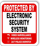 Protected by ELECTRONIC SECURITY SYSTEM Metal Aluminum composite sign