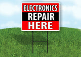 Electronics REPAIR HERE BLACK STRIPE Plastic Yard Sign ROAD SIGN with Stand