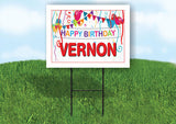 VERNON HAPPY BIRTHDAY BALLOONS 18 in x 24 in Yard Sign Road Sign with Stand