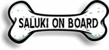 Dog on Board Saluki Bone Car Magnet Bumper Sticker 3"x7"