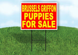 Brussels Griffon PUPPIES FOR SALE YELLOW RED Yard Sign Road with Stand LAWN SIGN
