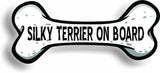 Dog on Board Silky Terrier Bone Car Magnet Bumper Sticker 3"x7"