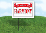 HARMONY CONGRATULATIONS RED BANNER 18in x 24in Yard sign with Stand