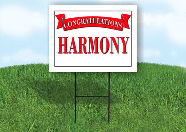 HARMONY CONGRATULATIONS RED BANNER 18in x 24in Yard sign with Stand