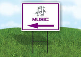 MUSIC PURPLE ARROW LEFT Yard Sign Road with Stand LAWN SIGN Single sided