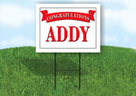 ADDY CONGRATULATIONS RED BANNER 18in x 24in Yard sign with Stand