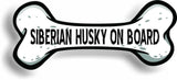 Dog on Board Siberian Husky Bone Car Magnet Bumper Sticker 3"x7"