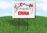 ERINA HAPPY BIRTHDAY BALLOONS 18 in x 24 in Yard Sign Road Sign with Stand