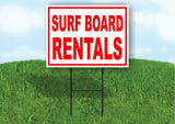 Surf Board Board Rentals RED Yard Sign Road with Stand LAWN SIGN