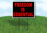 FREEDOM IS ESSENTIAL RED BLACK Yard Sign with Stand LAWN SIGN