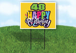 48 AGE HAPPY BIRTHDAY YELLOW 18inx24in Yard Road Sign w/ Stand