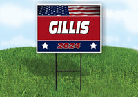 GILLIS FLAG RED 2024 18inx24in Yard Road Sign w/ Stand