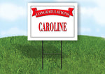 CAROLE CONGRATULATIONS RED BANNER 18in x 24in Yard sign with Stand