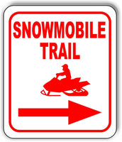 Snowmobile TRAIL RIGHT ARROW RED Metal Aluminum composite sign