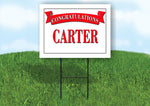 CARSON CONGRATULATIONS RED BANNER 18in x 24in Yard sign with Stand