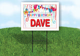 DAVE HAPPY BIRTHDAY BALLOONS 18 in x 24 in Yard Sign Road Sign with Stand