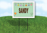 SANDY WELCOME BABY GREEN  18 in x 24 in Yard Sign Road Sign with Stand