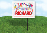 RICHARD HAPPY BIRTHDAY BALLOONS 18 in x 24 in Yard Sign Road Sign with Stand