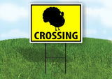 TURKEY CROSSING XING YELLOW Plastic Yard Sign ROAD SIGN with Stand