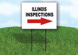 INSPECTIONS RIGHT ARROW RED_ ILLINOIS Yard Sign with Stand LAWN SIGN