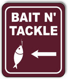 BAIT N TACKLE DIRECTIONAL LEFT ARROW CAMPING Metal Aluminum composite sign