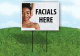 FACIALS HERE RELAX SPA BLACK Plastic Yard Sign ROAD SIGN with Stand
