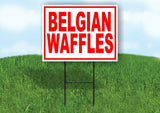 BELGIAN WAFFLES RED WHITE Yard Sign Road with Stand LAWN SIGN