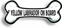 Dog on Board Yellow Labrador Bone Car Magnet Bumper Sticker 3"x7"