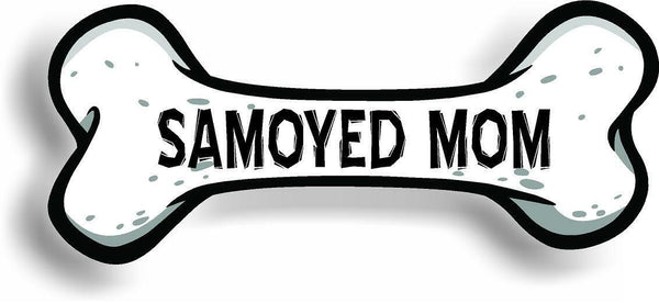 Dog Mom Samoyed Bone Car Magnet Bumper Sticker 3"x7"