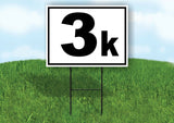 KILOMETER 3 K DISTANCE MARKER  RUNNING RACE BLACK Yard Sign with Stand LAWN SIGN