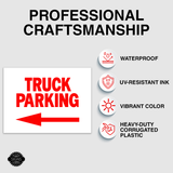 TRUCK PARKING LEFT arrow red Yard Sign with Stand LAWN SIGN