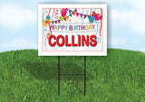 COLLINS HAPPY BIRTHDAY BALLOONS 18 in x 24 in Yard Sign Road Sign with Stand