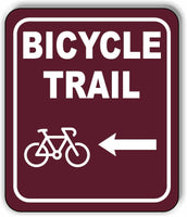 BICYCLE TRAIL DIRECTIONAL LEFT ARROW CAMPING Metal Aluminum composite sign
