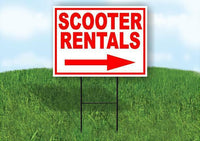 SCOOTER RENTALS RIGHT ARROW RED Yard Sign Road with Stand LAWN SIGN Single sided