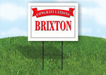 BRIXTON CONGRATULATIONS RED BANNER 18in x 24in Yard sign with Stand